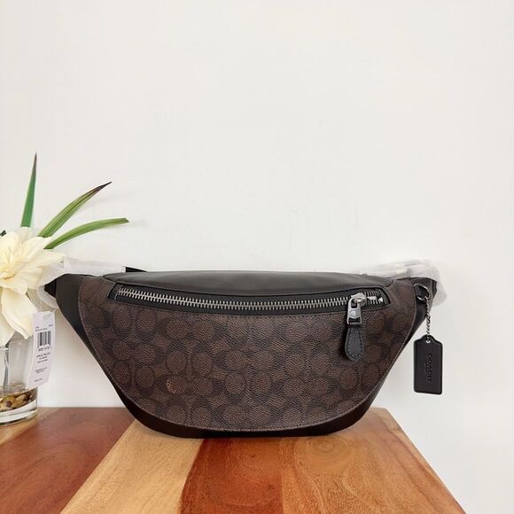 NWT Coach Warren Belt‎ Bag In Signature Canvas - Picture 1 of 6